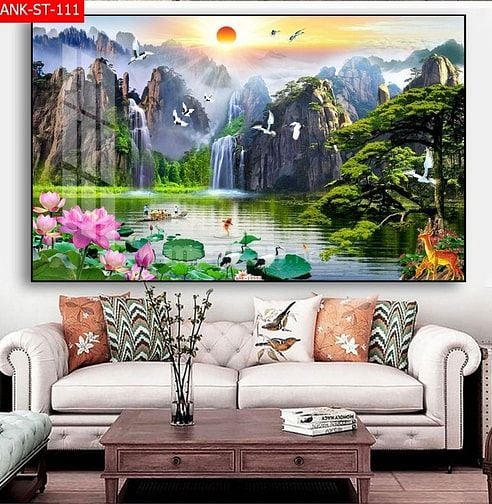 Tranh gạch 3d - gạch tranh 3d trang trí phòng khách - CVX55
