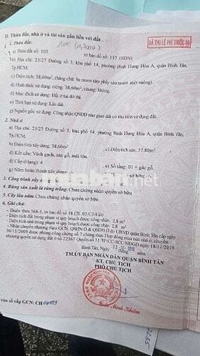 Bán nhà 1 sẹc đường số 3 ngay chợ bình long