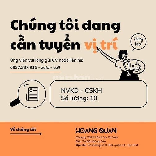 Tuyển 10 bạn chăm sóc khách hàng làm tại quận 11