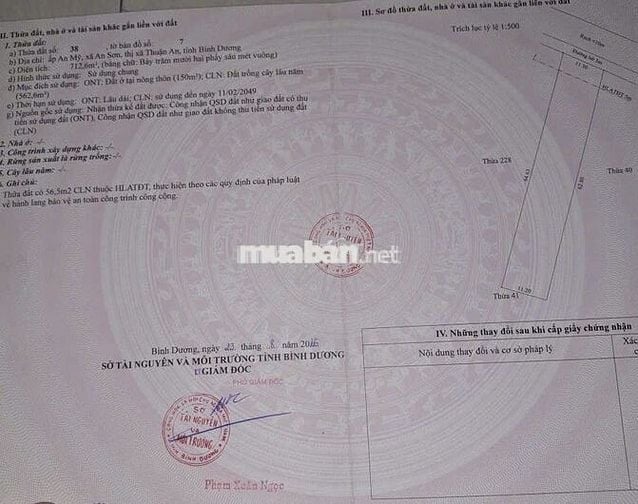 BÁN ĐẤT VƯỜN ẤP AN MỸ, XÃ AN SƠN, THUẬN AN, BD (CŨ)