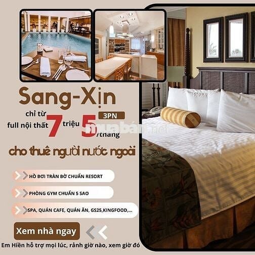 cho thuê 3PN full nội thất-7tr5 cọc 1 tháng-Cạnh Aeon(Opal Skyline)