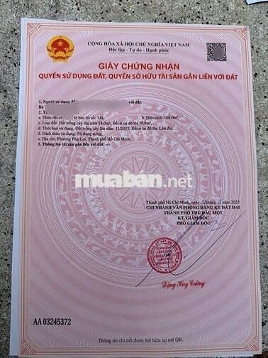 ĐẤT HIỆP THÀNH – 2,65 TỶ   6 x 18m – Đường 4m