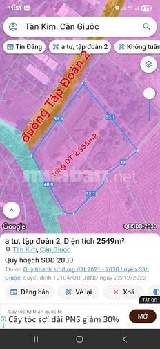 Bán 2,555m2 đất 2MT, đường Tập Đoàn 2, Tân Kim, Cần Giuộc, LA