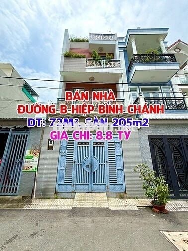 ✨ Bán nhà đẹp 4PN, 205m² – Đường B, Hiệp Bình Chánh – 8.8 tỷ