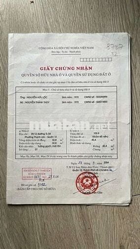 2,3 tỷ nhà sổ Hồng riêng 42m. APD quận 12 TP HCM, nhà nở hậu, 1 lầu
