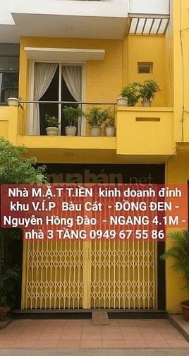 Nhà quận T.ân Bình MẶT TIỀN KINH DOANH khu V.Í.P Bàu Cát - ĐỒNG ĐEN 