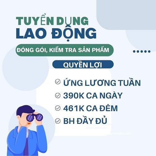 CẦN GẤP NAM/NỮ ĐÓNG GÓI KIỂM TRA SẢN PHẨM CÓ LƯƠNG TUẦN 9-12TR