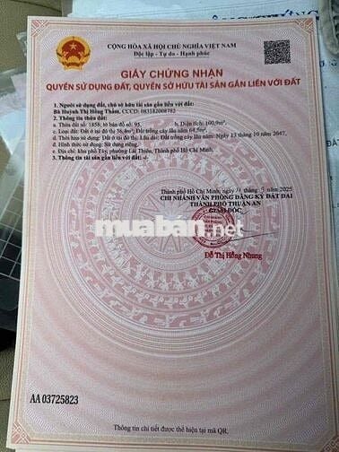 chính chủ gửi cần bán lô đất VP33 vào 1/ DT 100m2 đường xe hơi thông