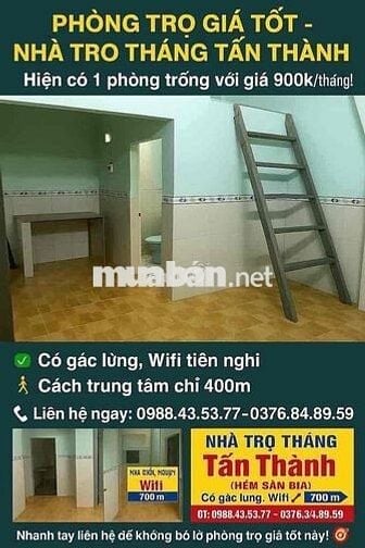 Nhà trọ tháng Tấn Thành -Phú Tân -Bến Tre (Vĩnh Long)