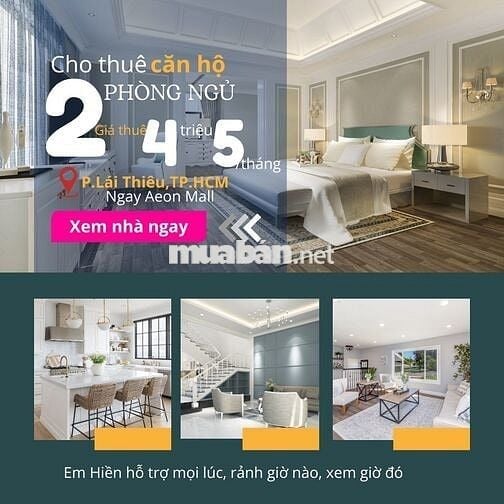 Cho thuê căn hộ 2PN chỉ 4tr5,gần chợ, trường (Opal Skyline)