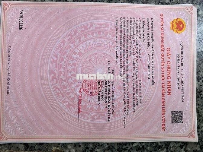 cần bán lô đất KDC lâu đài vàng tổng DT 131m2 giá 4tỷ sổ hồng riêng