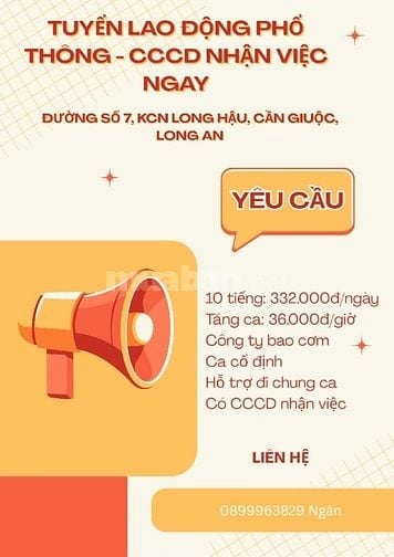 CẦN NGƯỜI LÀM VIỆC SƠ CHẾ THU NHẬP 8-10TR BAO CƠM ỨNG LƯƠNG TUẦN