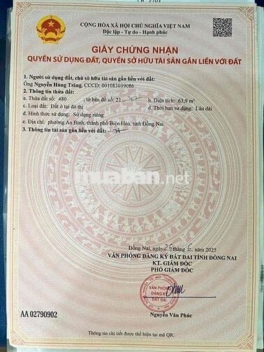 Bán đất phường An Bình gần chợ cơ khi