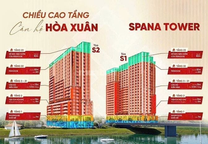 Sun Spana Tower, rẽ nhất dự án căn 1pn+ rộng 54m2 giá 2,6 tỷ.