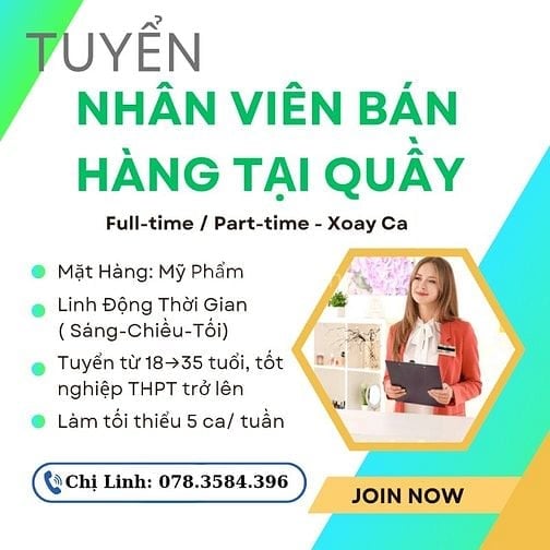 🌈Tuyển Nhân Viên Làm Việc Fulltime/ Parttime - Xoay Ca