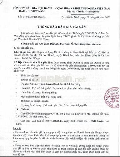 BĐS Xã Lộc Thành, Bảo Lâm, Lâm Đồng (Nay là Xã Bảo Lâm 3, Lâm Đồng)