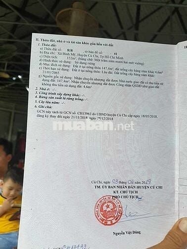 Chính chủ Cần bán đất Bình Mỹ Củ Chi thổ cư