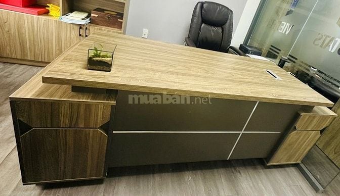 Bàn giám đốc chữ L cốt gỗ MDF 