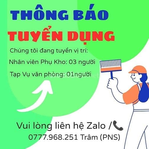 CẦN TUYỂN PHỤ KHO chi nhánh quận 12