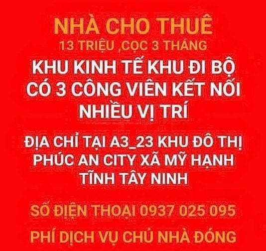 Chính Chủ  Cho Thuê Nhà Khu Đô Thị Phúc An City – 13 Triệu/Tháng