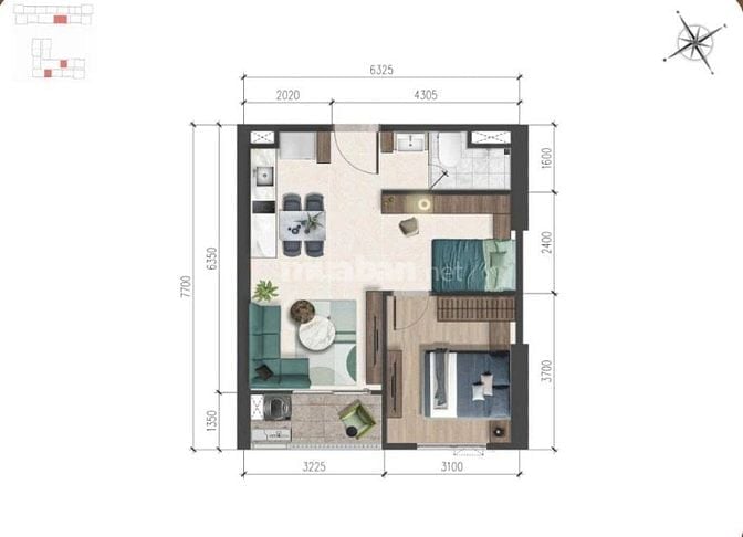 Cần bán gấp căn hộ 1Pn dự án A&T Sky Garden giá 1,7 tỷ bao thuế phí
