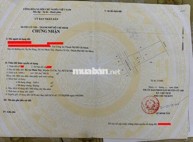Đất Chính Chủ 1699m2 mặt tiền Đỗ Đăng Tuyển Củ Chi cần tìm chủ mới