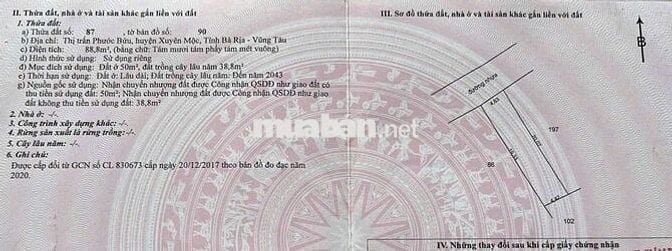 BÁN LÔ ĐẤT MT NHỰA TRUNG TÂM TT PHƯỚC BỬU