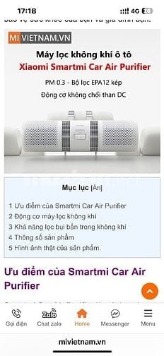 Máy lọc không khí ôtô mi mới 95%