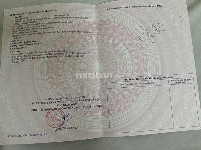 CHÍNH CHỦ GỬI BÁN 51M ĐẤT DỊCH VỤ KHU C YÊN NGHĨA