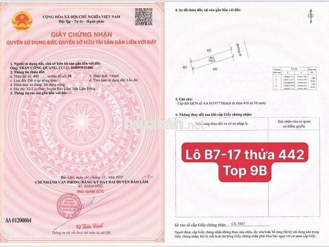 Đất sổ đỏ gần UBND xã Lộc Đức chỉ từ 5tr/m2 view săn mây cực chill