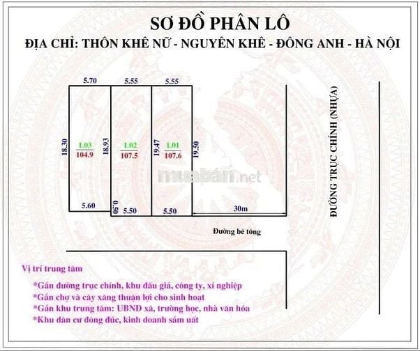 Bán 3 lô mới nguyên khê ô tô đỗ cửa giáp đường liên xã giáp cả cao tốc