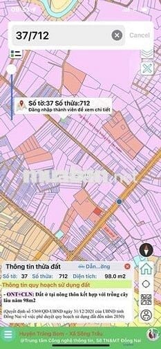 Đất nền xã Trảng Bom (ấp 5 sông trầu cũ) 1tỷ150 gần chợ ,thác đá hàn.
