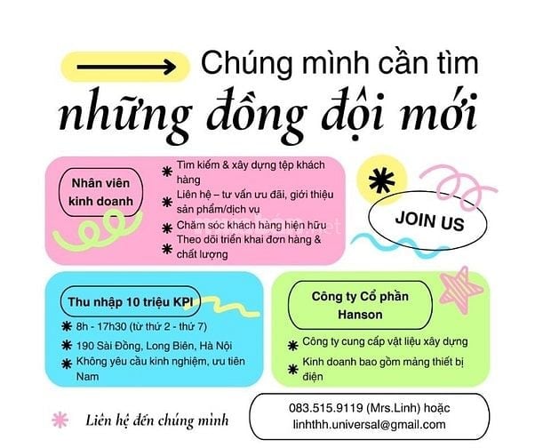 Công ty Cổ phần Hanson - Nhân viên Kinh Doanh