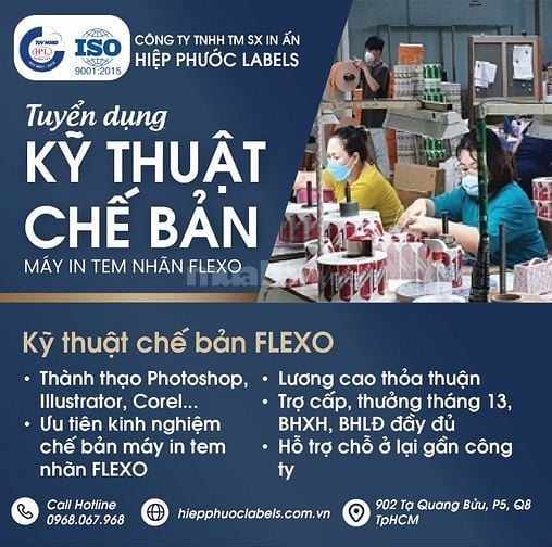 Tuyển kỹ  thuật chế bản Flexo lương cao