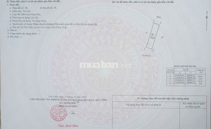 Đất thổ cư, ở KDC chợ Đầu mối Mỹ Hiệp Tỉnh Đồng Tháp