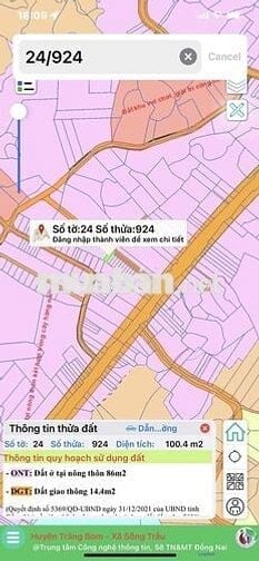 Đất nền sổ riêng thổ cư ấp 6 sông trầu cũ(xã Trảng Bom mới) 850 triệu