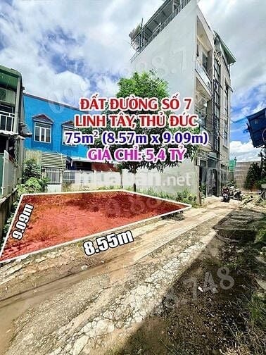 🏡 BÁN ĐẤT ĐƯỜNG SỐ 7, LINH TÂY, THỦ ĐỨC – 75M² – GIÁ 5.4 TỶ