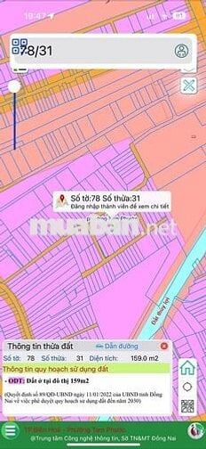 Bán đất sổ đỏ, 159 m2, một sẹc Nguyễn Hoàng, Tam Phước, Biên hoà,