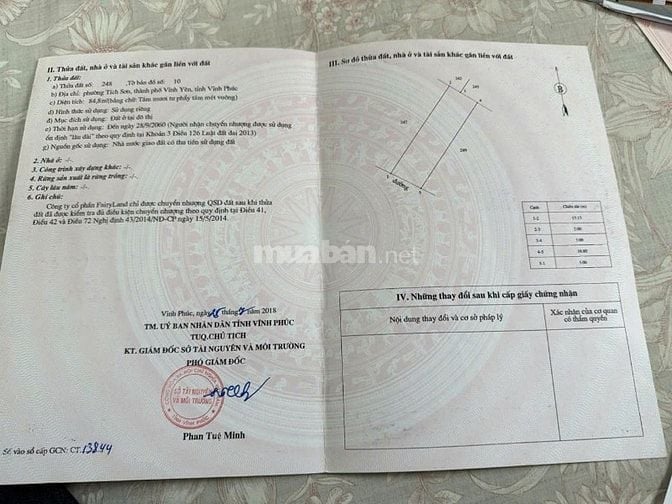 Bán đất nền trung tâm P. Tích Sơn, TP Vĩnh Yên, Vĩnh Phúc 
