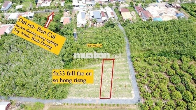 5x33 full thổ cư, đường thông. Gần KCN. 395tr