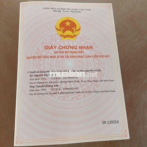Đất mặt tiền đường hồ chí minh 1000m2 minh thành chơn thành bình phuoc