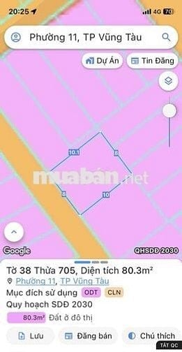 BÁN ĐẤT THỔ CƯ HẺM 850 ĐƯỜNG 30/4, PHƯỜNG 11, TP VŨNG TÀU