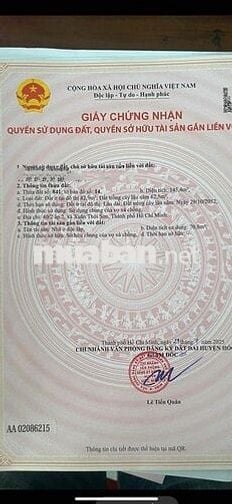 bán gấp lô đất Nguyễn Văn Bứa. 6.8x21. Xuân Thới Sơn. Hoc Môn.3.1ty