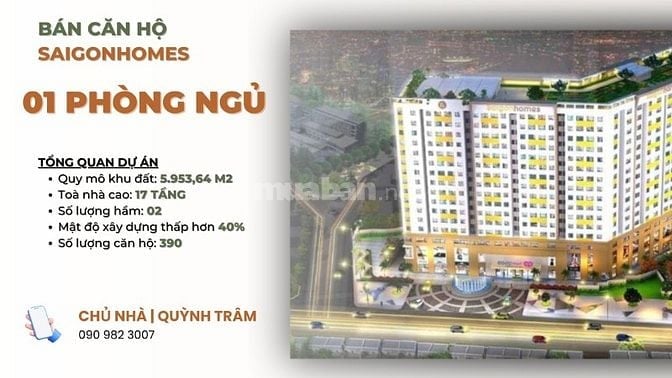 BÁN CĂN HỘ 1 PHÒNG NGỦ – TẦNG 8 – SAIGON HOME, BÌNH TÂN – GIÁ CHỈ 2 TỶ