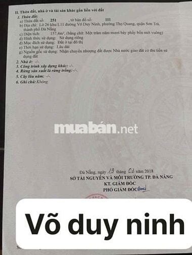 Chào bán lô đất mặt tiền võ duy ninh gần bãi tắm mân thái vài phút đi