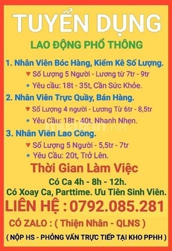 TUYỂN GẤP Nhân Viên Siêu Thị Tại TP. HCM