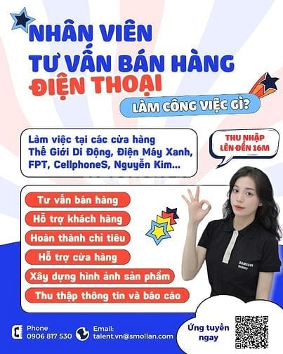 Nhân viên Tư vấn bán hàng - Không yêu cầu kinh nghiệm