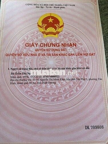 Bán đất + nhà cấp 4 chính chủ, phường Tân Bình, Dĩ An Bình Dương