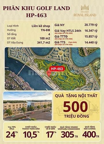 Bán Shophouse dự án Vinhomes Royal Island, giá tốt chỉ từ 14,44 tỷ