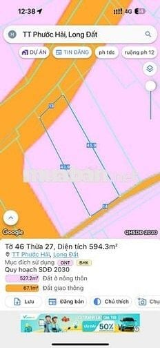 Đất đẹp gần Biển Phước Hải, 594m2, 14x49m TC 100m2 Giá 5.65 tỷ